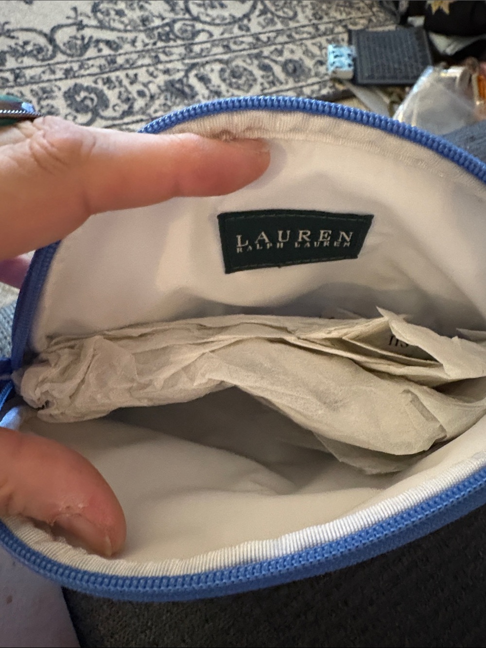 Lauren Ralph Lauren blue striped cosmetic bag - Picture 3 of 5